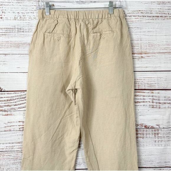 & Other Stories Paris Atelier Women's Linen Tapered Casual Pants Cream Size 6 - Picture 9 of 12
